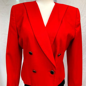 Vintage Red Blazer with Black Buttons